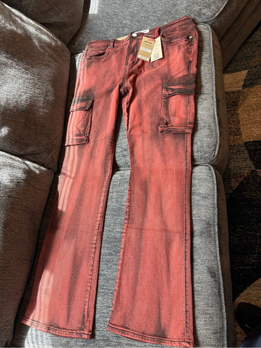 Red Armor Jeans stacked denim Cargo Flare Jeans size 40x36